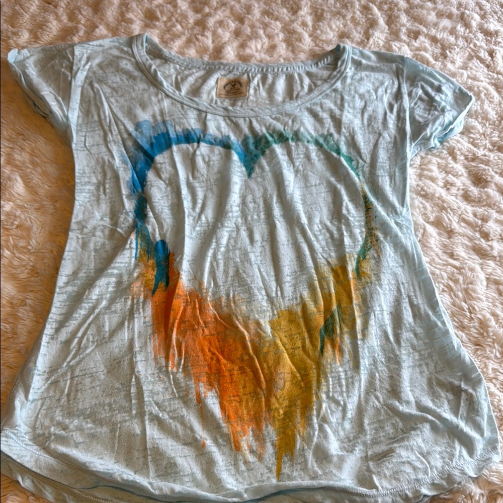 American Eagle Outfitters Blue and Orange Short Sleeve Tee